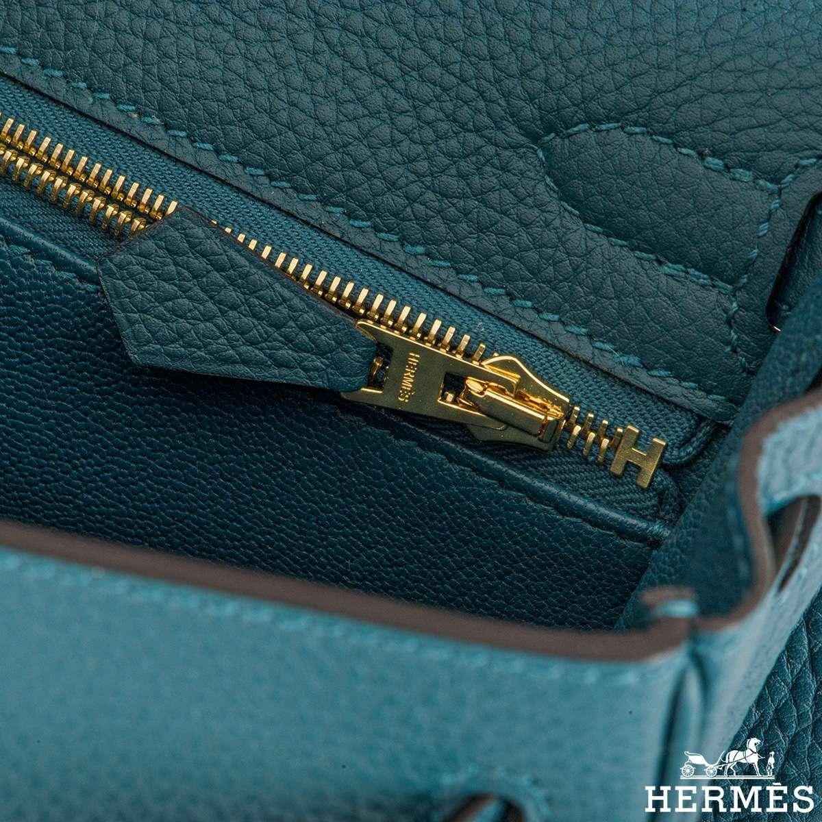 Hermès Kelly II Retourne 25cm Vert Bosphore Togo Handbag In New Condition In London, GB