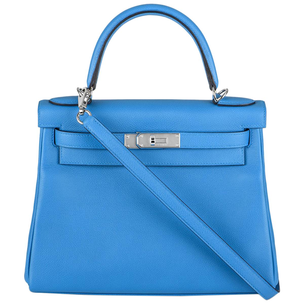 Hermès Kelly II Retourne 28cm Bleu Frida Evercolour PHW Handbag