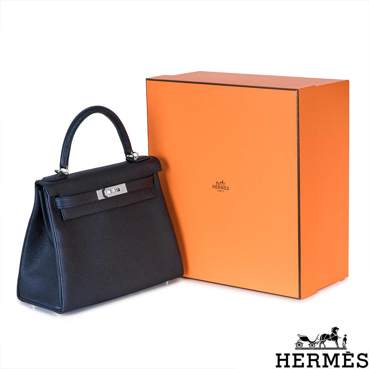 Hermès Kelly II Retourne 28cm Caban Veau Togo PHW For Sale 5