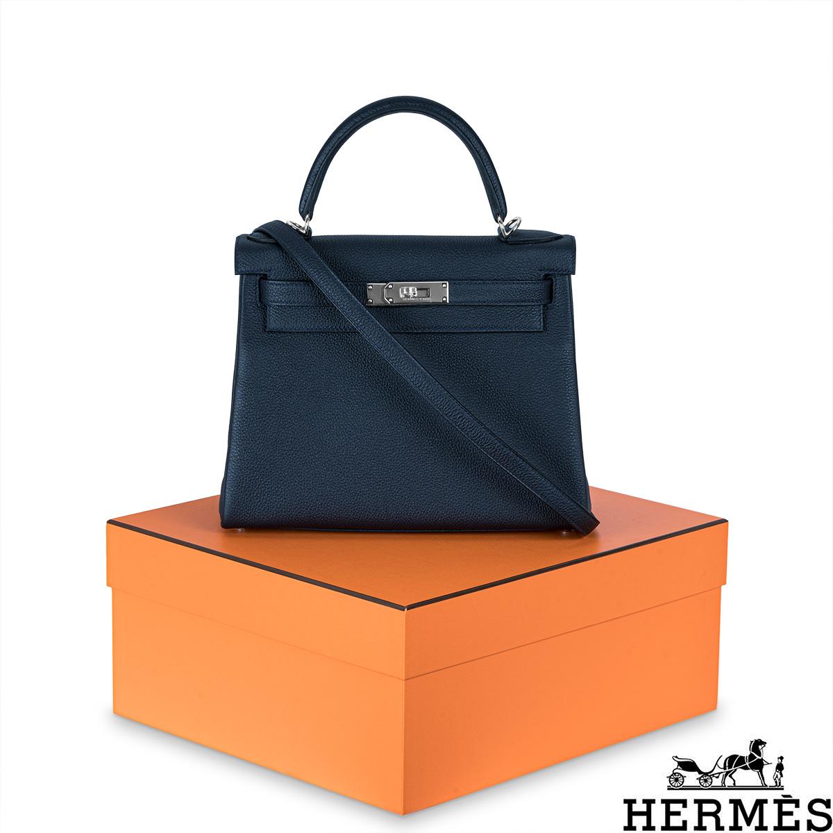 Hermès Kelly II Retourne 28cm Caban Veau Togo PHW For Sale 6
