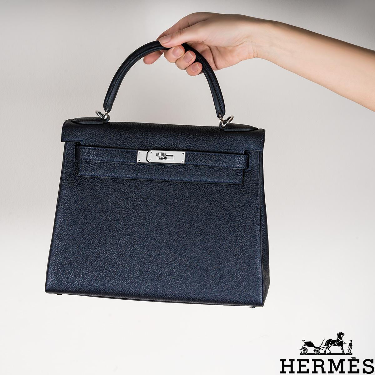 Hermès Kelly II Retourne 28cm Caban Veau Togo PHW For Sale 7