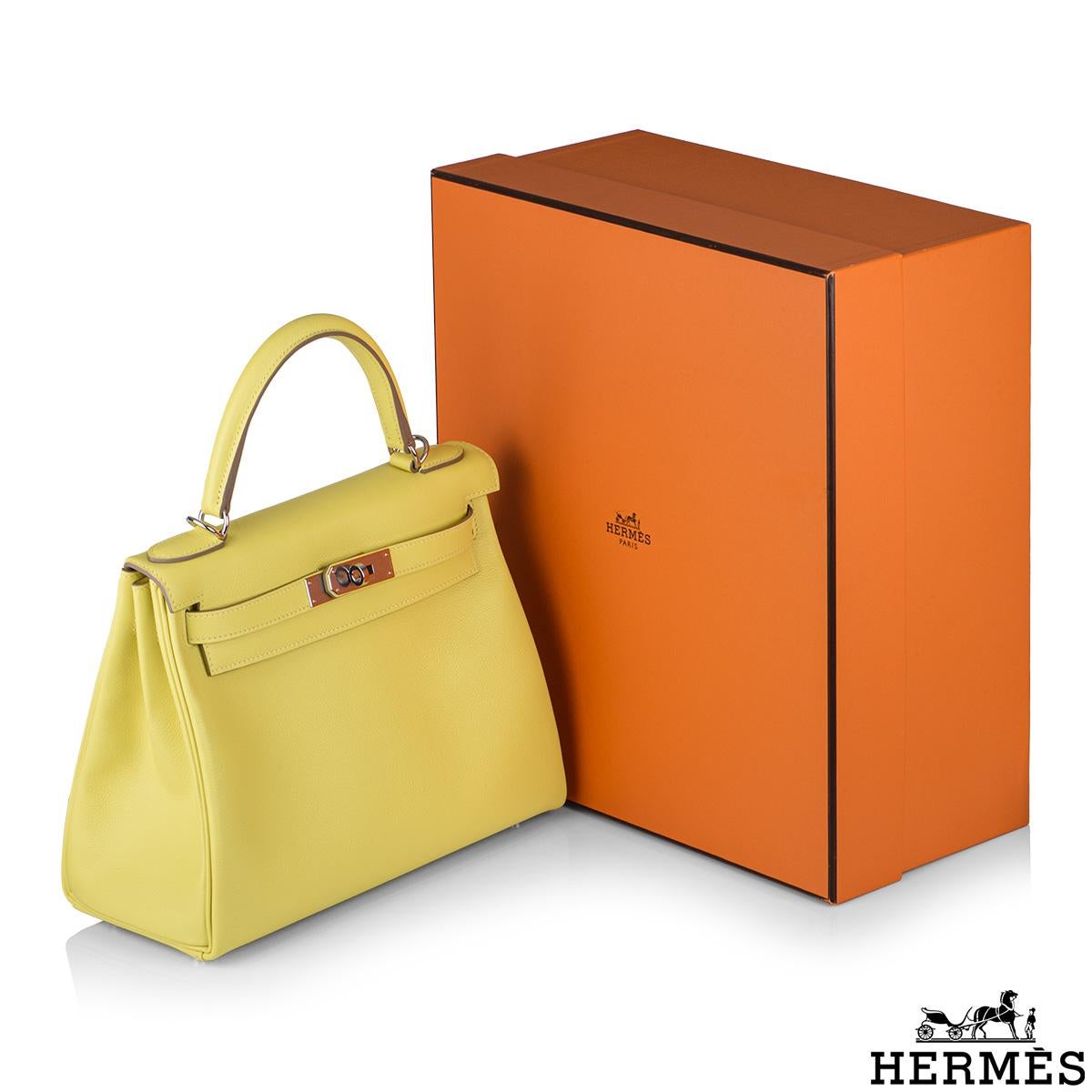 Hermès Kelly II Retourne 28cm Lime Evercolour PHW Handbag 3