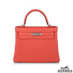 Hermès Kelly II Retourne 28cm Rose Texas Clemence PHW Handbag