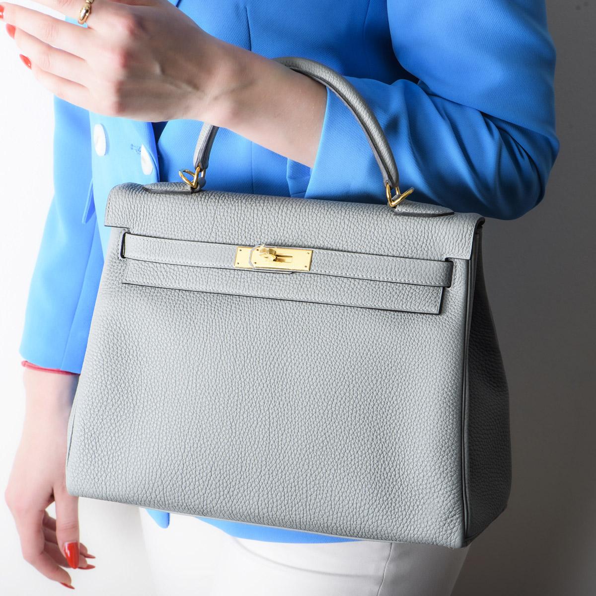 Hermès Kelly II Retourne 32cm Gris Mouette Veau Togo GHW 5