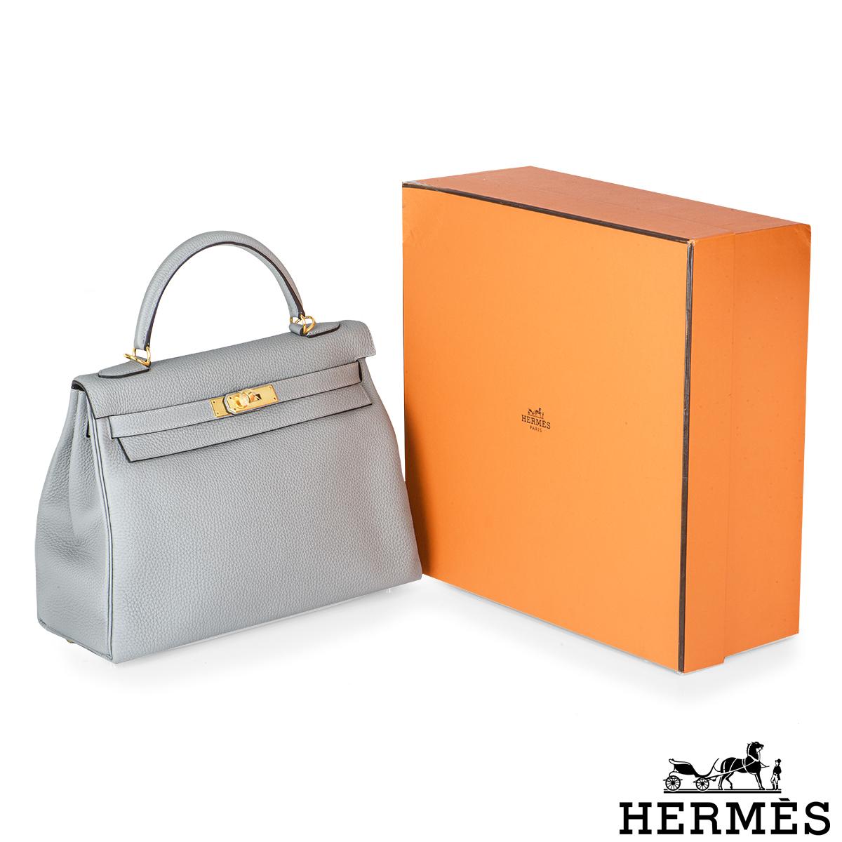 Hermès Kelly II Retourne 32cm Gris Mouette Veau Togo GHW 3