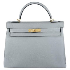 Hermès Kelly II Retourne 32cm Gris Mouette Veau Togo GHW