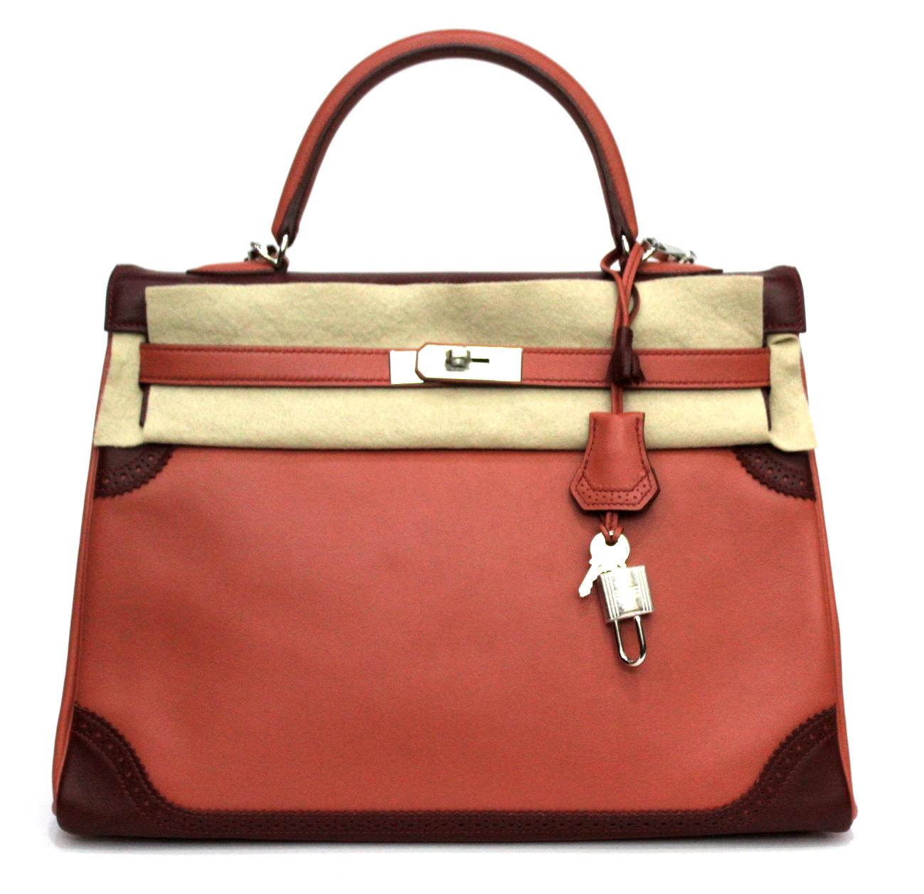 Hermes Kelly II Retourne 35 Ghillies Rosy / Rouge H Swift For Sale at ...