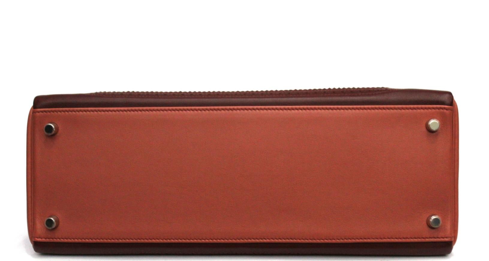 Orange Hermes Kelly II Retourne 35 Ghillies Rosy / Rouge H Swift 