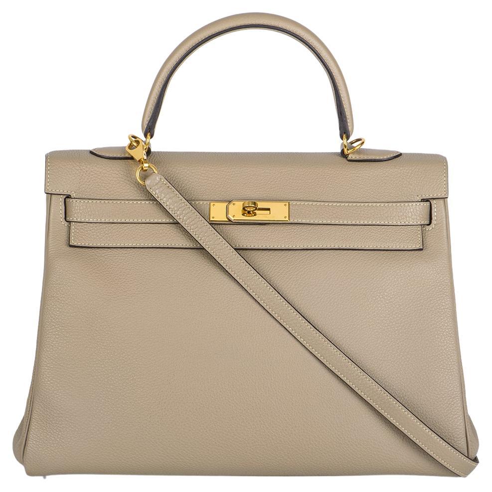 Designer Hermes Kelly Mini II Handbag In Gris Tourterelle Epsom