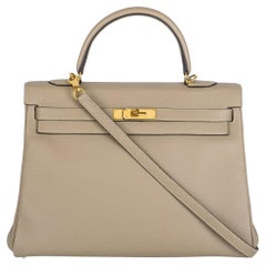 Hermès Kelly II Retourne 35cm Gris Tourterelle Veau Togo GHW