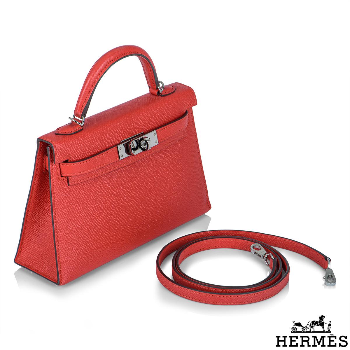 Hermès  Kelly II Sellier 20cm Epsom Rouge Tomate PHW In Excellent Condition In London, GB