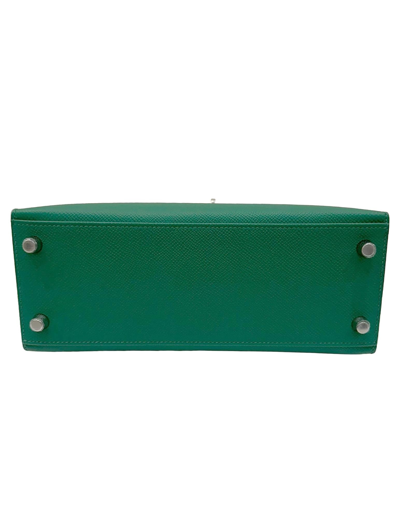 Hermes Kelly II Sellier 25 Epsom Vert Vertigo/Vert Fizz/Blue Palladium Hardware For Sale 4