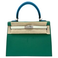 Hermes Kelly II Sellier 25 Epsom Vert Vertigo/Vert Fizz/Blue Palladium Hardware