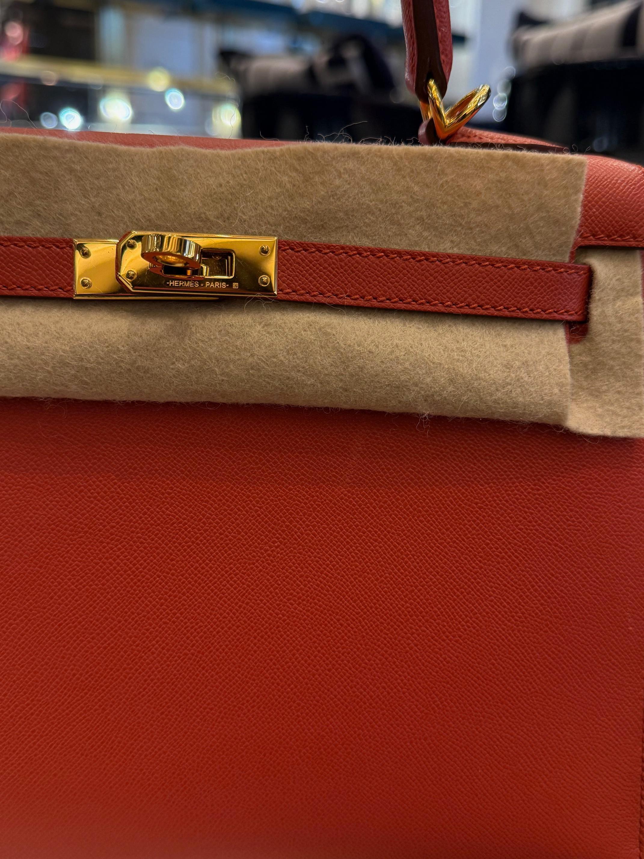 Hermès Kelly II Sellier 25 Veau Madame 9M Sanguine Gold Hardware en vente 2