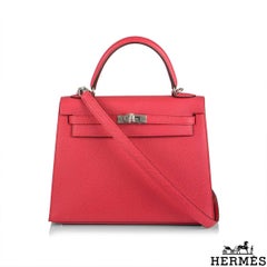 Hermès  Kelly II Sellier 25cm Epsom Rose Extreme PHW New