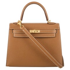 Hermès Kelly II Sellier 25cm Or Veau Epsom Sac Kelly