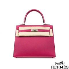 Hermés Kelly II Sellier 25cm Verso Rose Pourpre/Sienna Veau Madame PHW