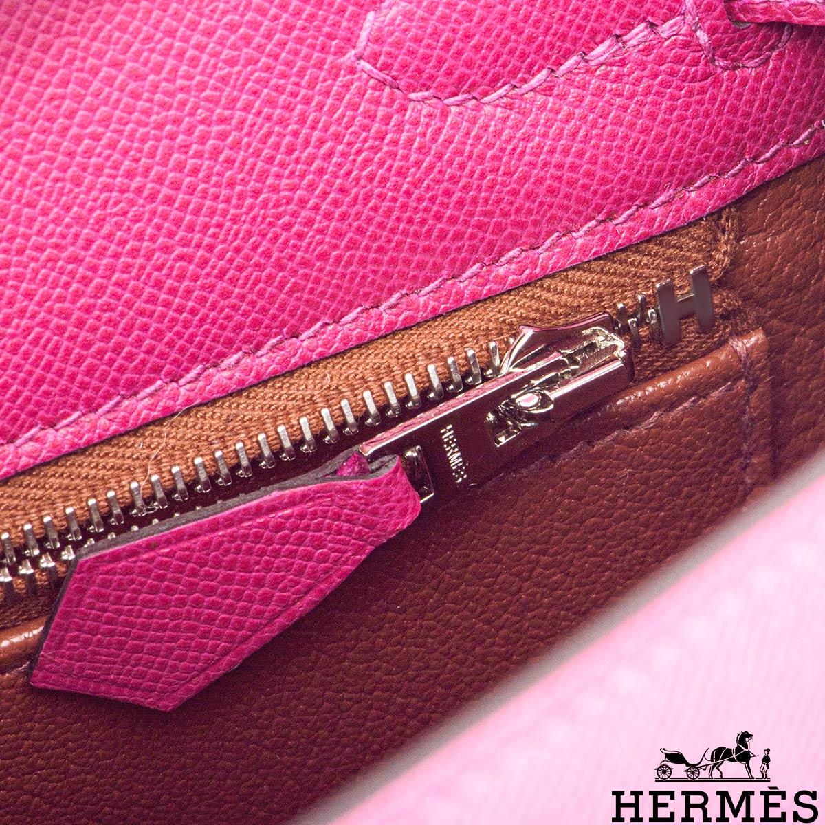 Pink Hermés Kelly II Sellier 25cm Verso Rose Pourpre/Sienna Veau Madame PHW