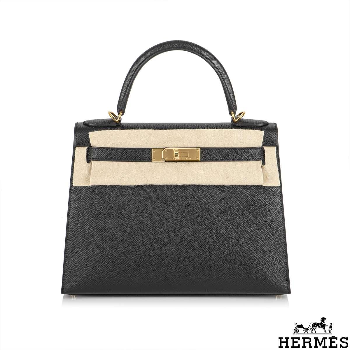 Black Hermès Kelly II Sellier 28 cm Noir Epsom GHW Handbag
