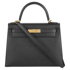 Hermès Kelly II Sellier 28 cm Noir Epsom GHW Handtasche