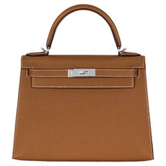 Hermès Kelly II Sellier 28cm Gold Veau Epsom PHW