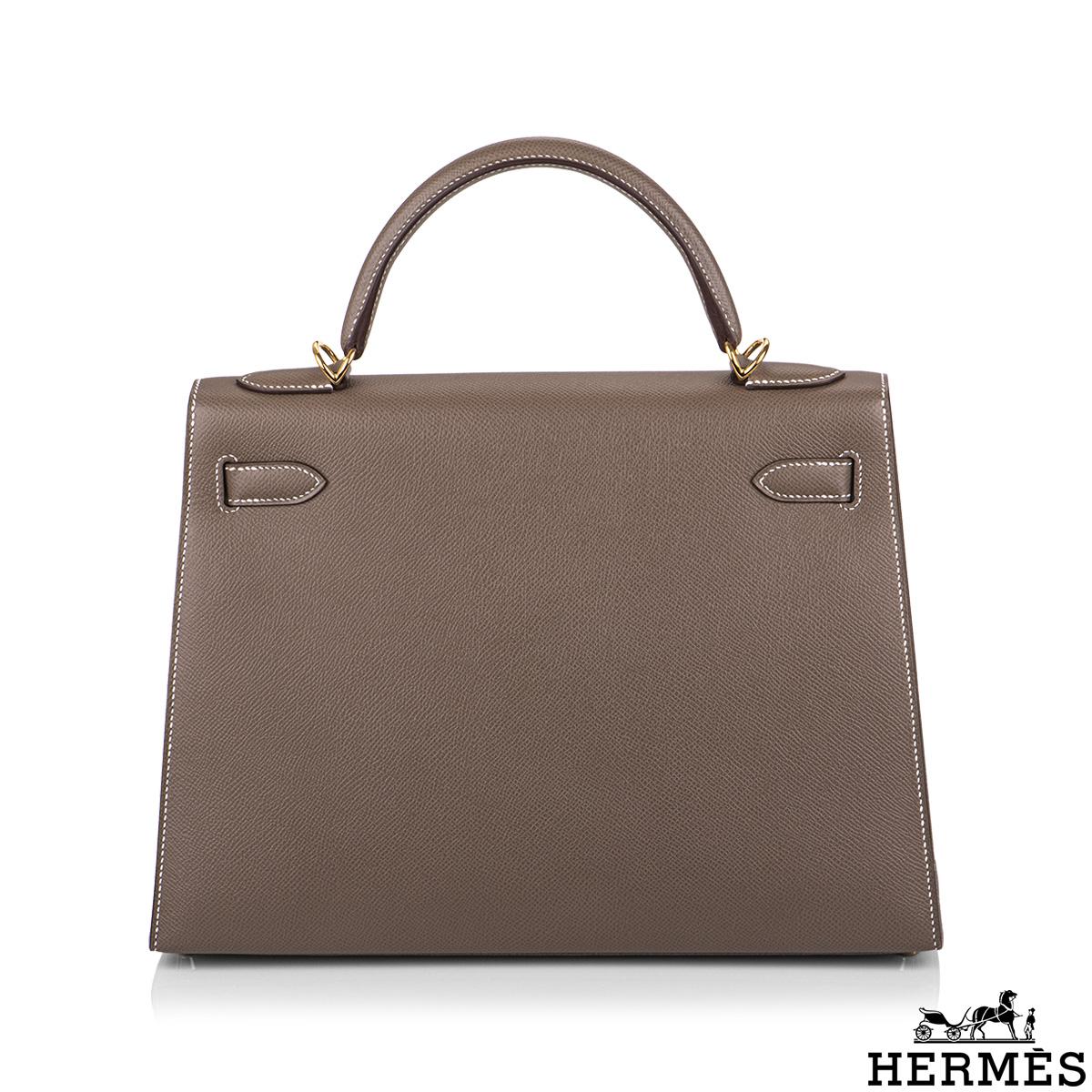 Hermès  Kelly II Sellier 32cm Epsom Etoupe GHW In New Condition In London, GB