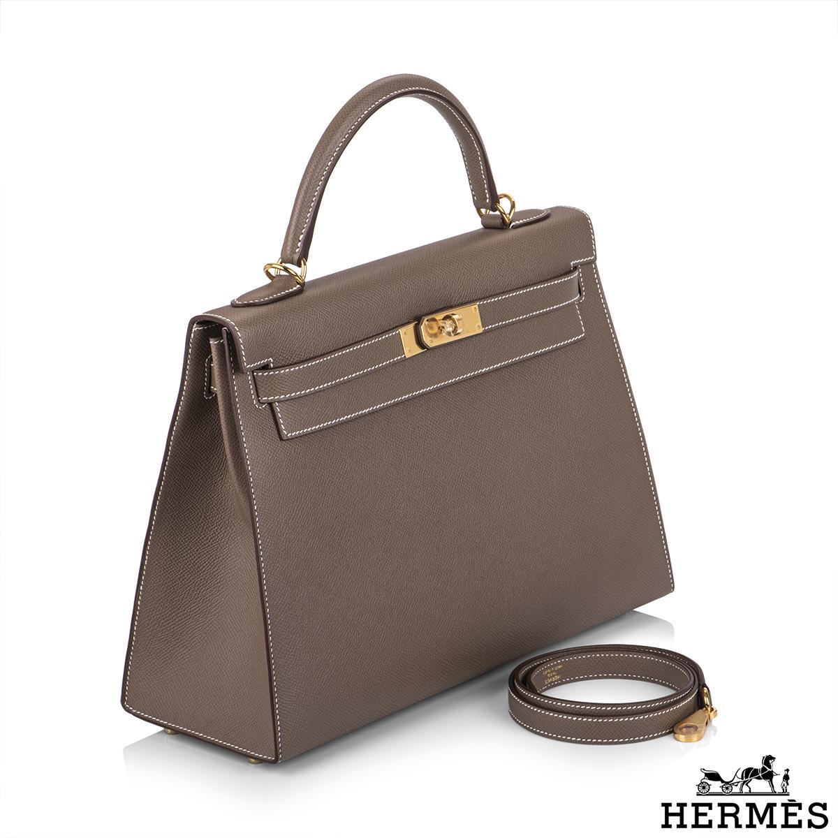 Women's Hermès  Kelly II Sellier 32cm Epsom Etoupe GHW