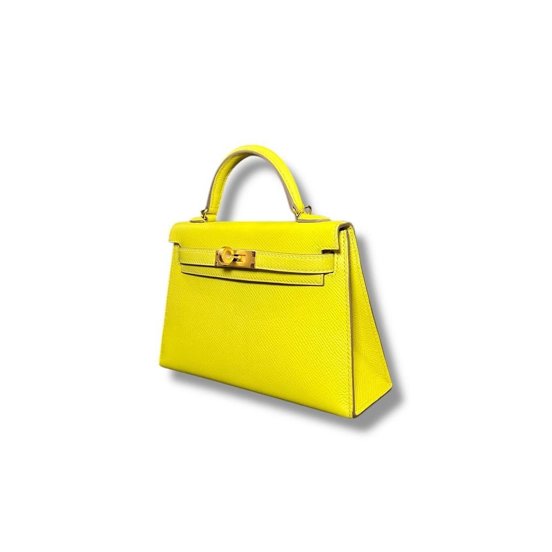  Hermes Lime Mini Kelly Sellier 20 Epsom Gold Hardware Unisexe 