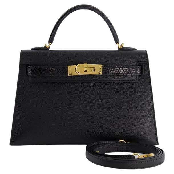Hermès Noir Mini Kelly Sellier 20 Touch Veau Madame/ Lezard Gold ...