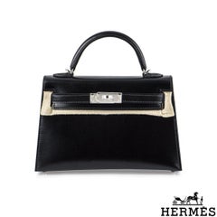Hermès Kelly II Sellier Mini 20cm Noir Veau Box PHW