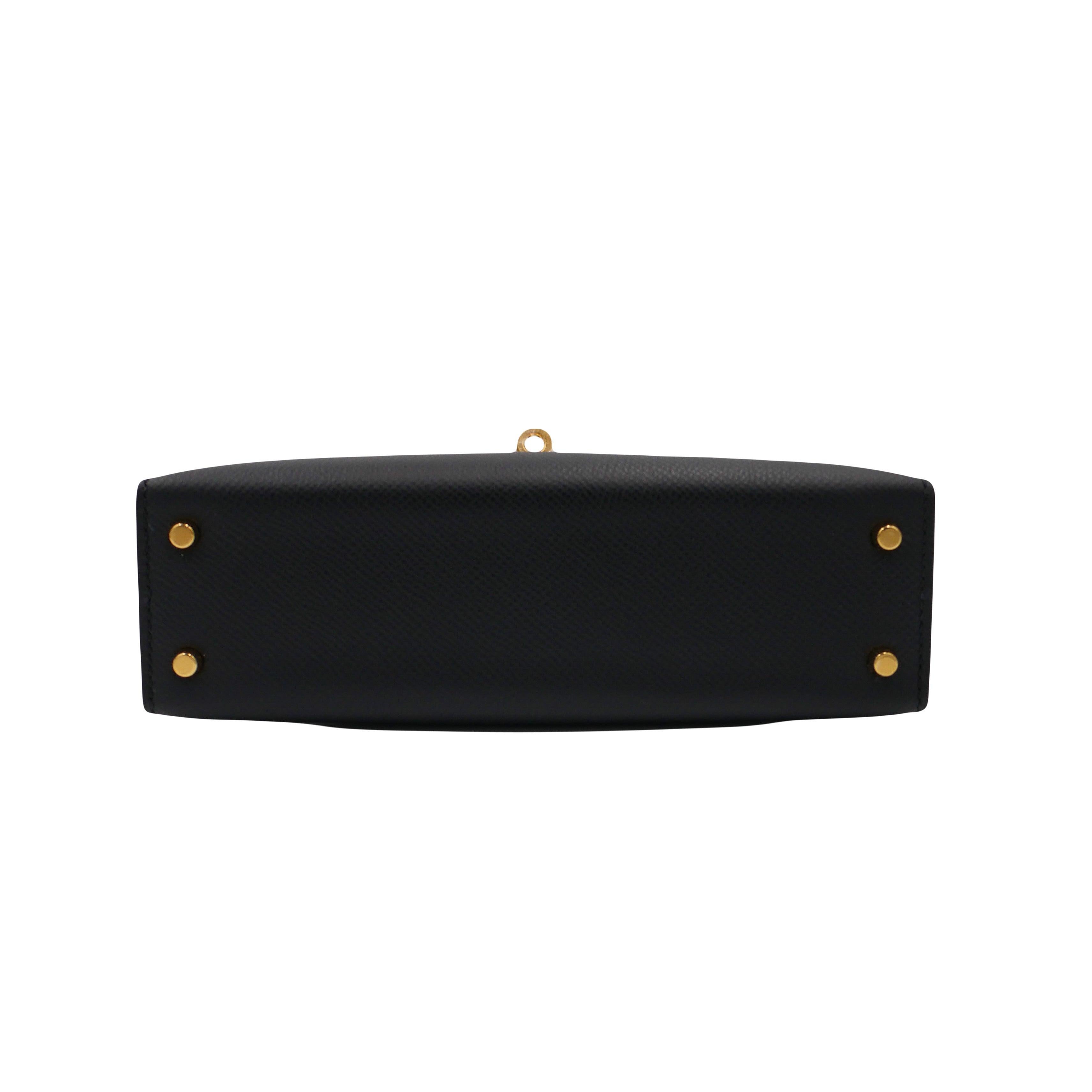 Women's Hermès Kelly II Sellier Mini Black Epsom Leather Gold Hardware For Sale