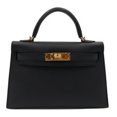 Hermès Kelly II Sellier Mini Piel Epsom Negra Herrajes Dorados