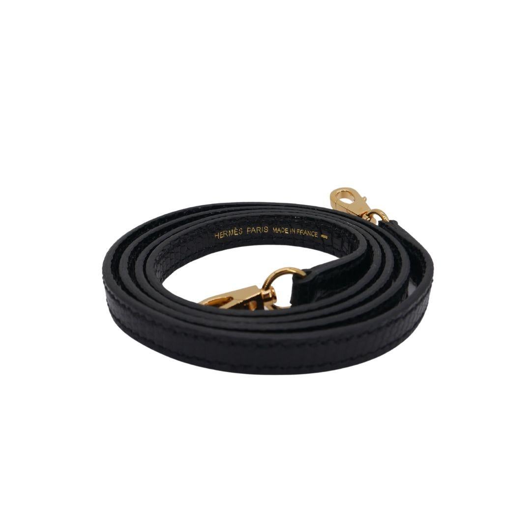 Hermès Kelly II Sellier Mini Schwarz Glänzend Eidechse Gold Hardware 4