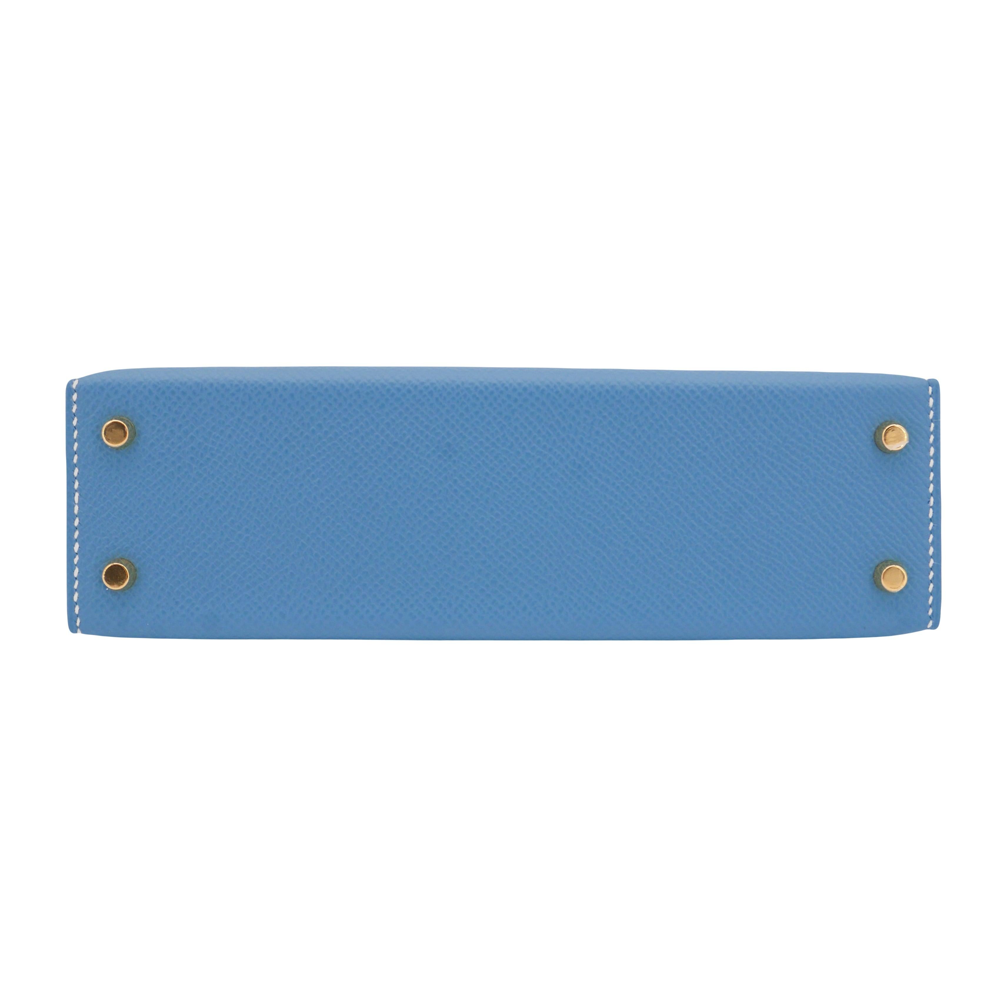 Women's Hermès Kelly II Sellier Mini Bleu Jean Epsom Leather Gold Hardware For Sale