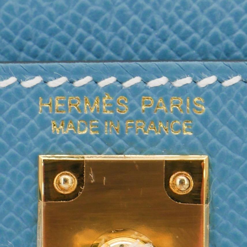 Hermès Kelly II Sellier Mini Bleu Jean Epsom Leather Gold Hardware For Sale 2
