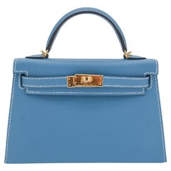 Hermès Kelly II Sellier Mini Bleu Jean Epsom Leather Gold Hardware