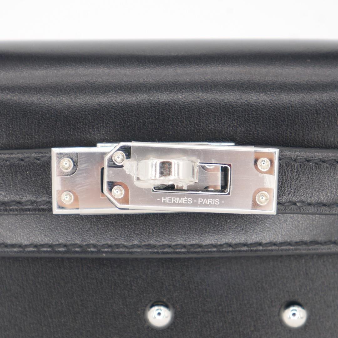 Hermès Kelly II Sellier Mini Cloute Black Box Calf Studded Palladium Hardware For Sale 1