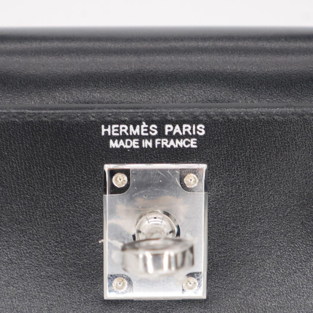 Hermès Kelly II Sellier Mini Cloute Black Box Calf Studded Palladium Hardware For Sale 2