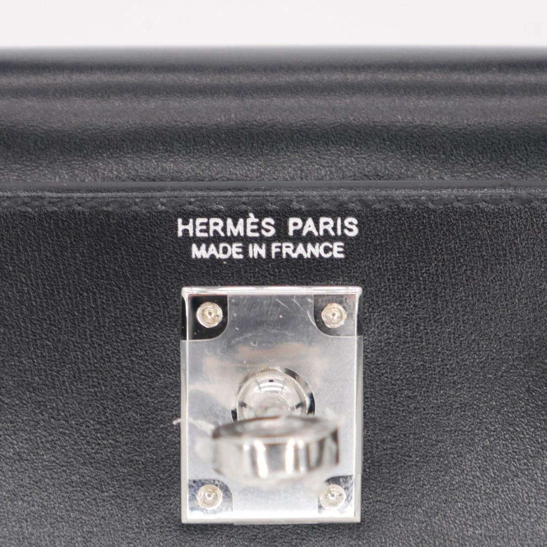 Hermès Kelly II Sellier Mini Cloute Black Box Vitello Borchiato Hardware Palladium in vendita 1