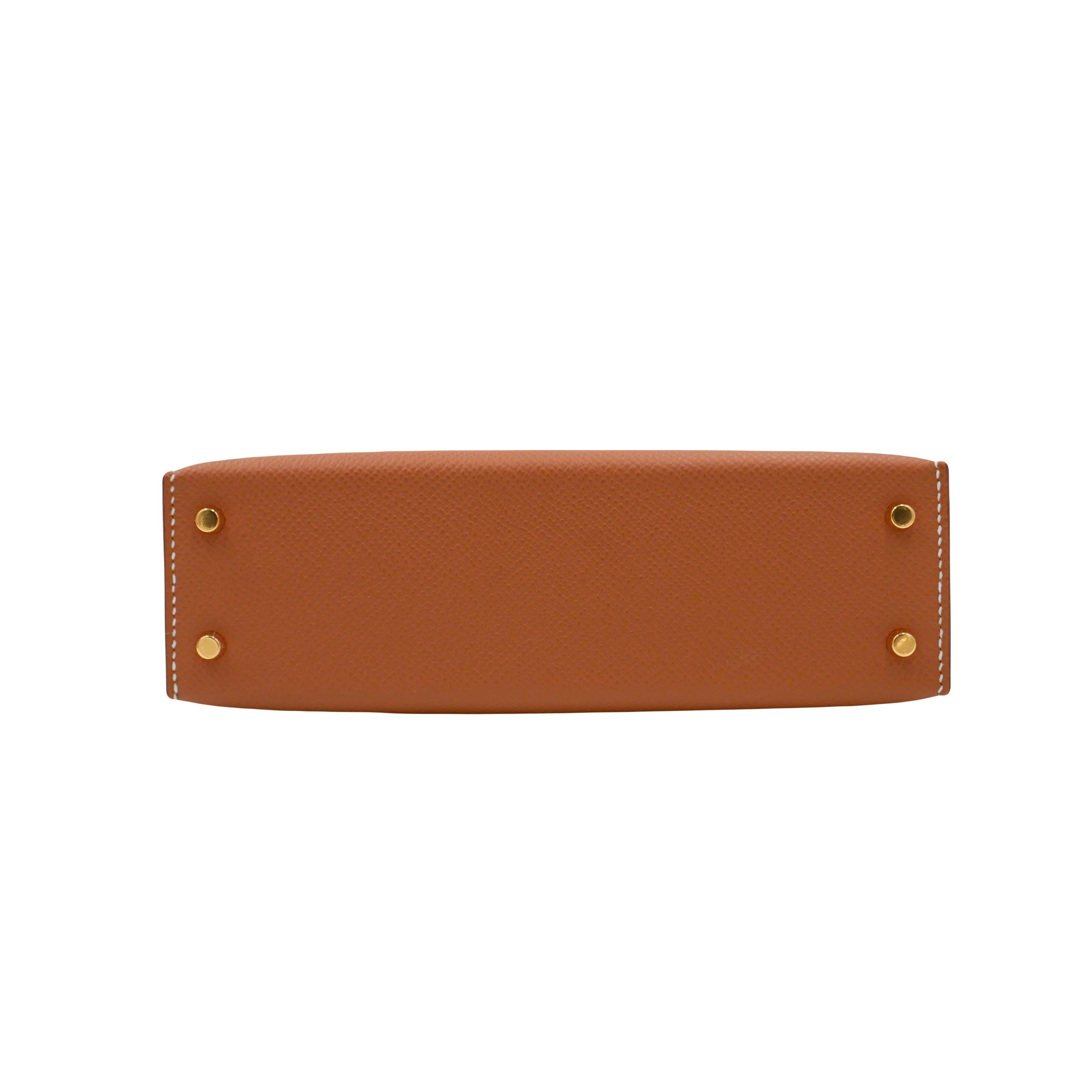 Hermès Kelly II Sellier Mini Gold Epsom Leather Gold Hardware In New Condition For Sale In Santa Rosa Beach, FL