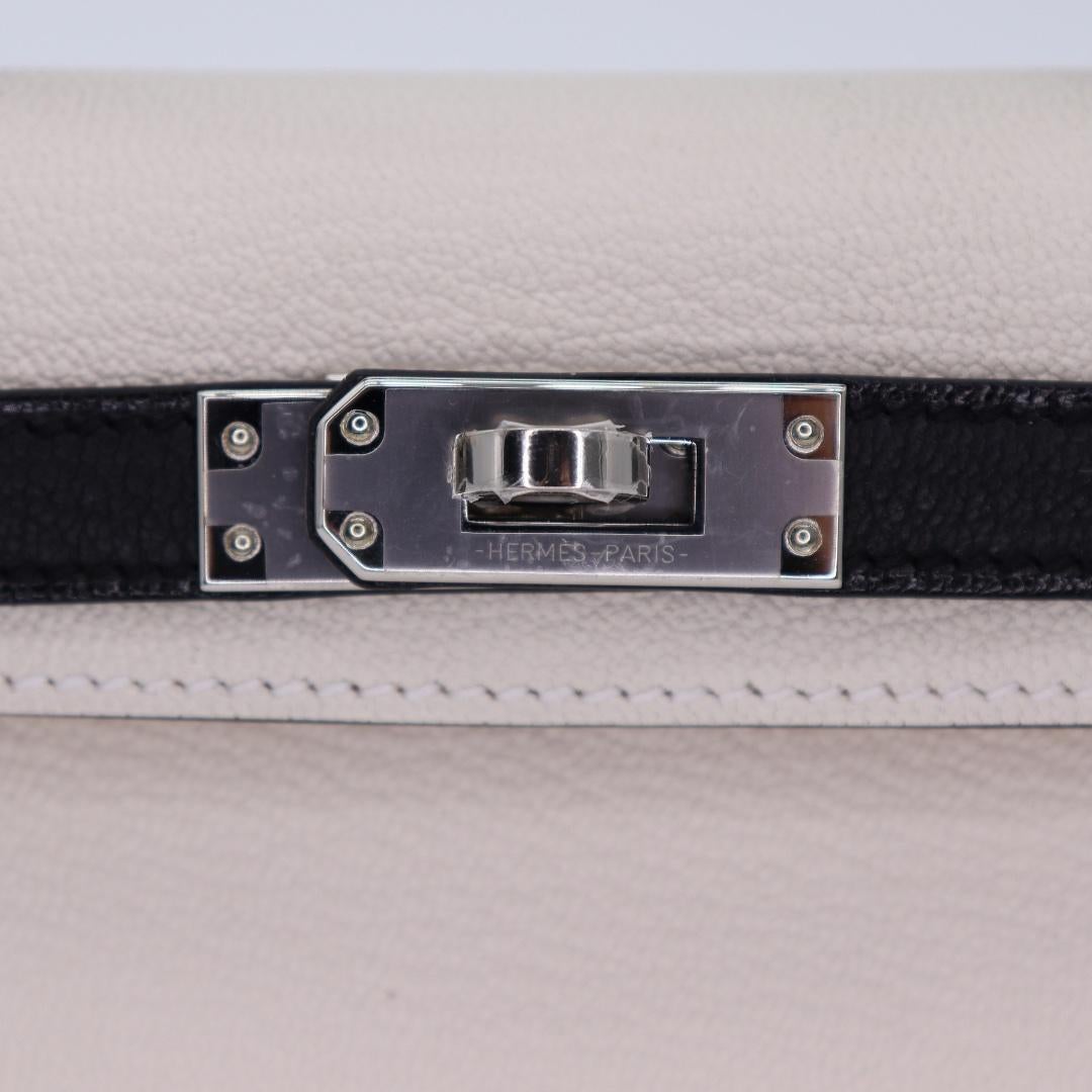 Women's Hermès Kelly II Sellier Mini Nata/Black Chèvre Leather Palladium Hardware