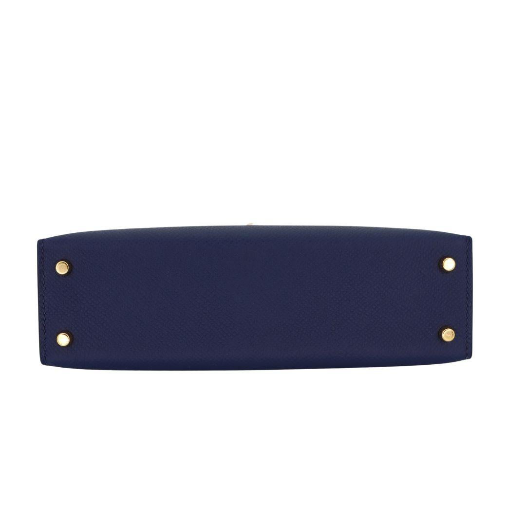 Women's Hermès Kelly II Sellier Mini Navy Epsom Leather Gold Hardware For Sale