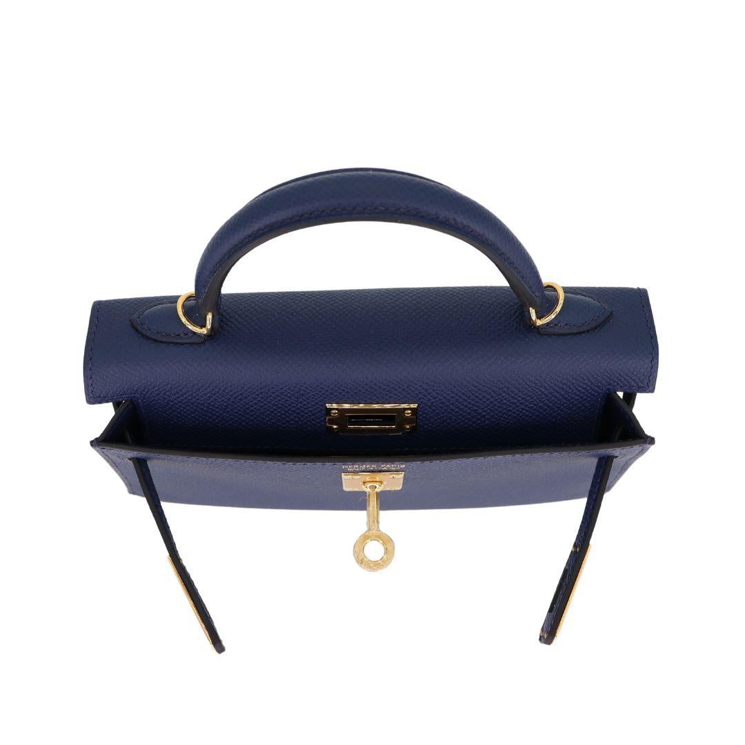 Hermès Kelly II Sellier Mini Navy Epsom Leather Gold Hardware For Sale 3
