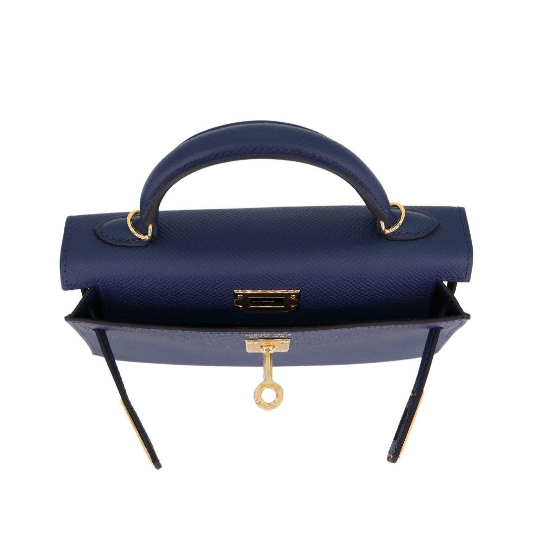 Women's Hermès Kelly II Sellier Mini Navy Epsom Leather Gold Hardware