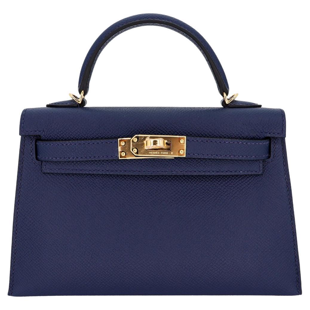 Hermès Kelly II Sellier Mini Navy Epsom Leather Gold Hardware For Sale