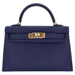 Hermès Kelly II Sellier Mini Cuir Epsom Marine Quincaillerie Or