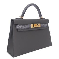 Hermès Kelly II Sellier Mini Touch Graphite/Ardoise Madame/Lizard Gold Hardware