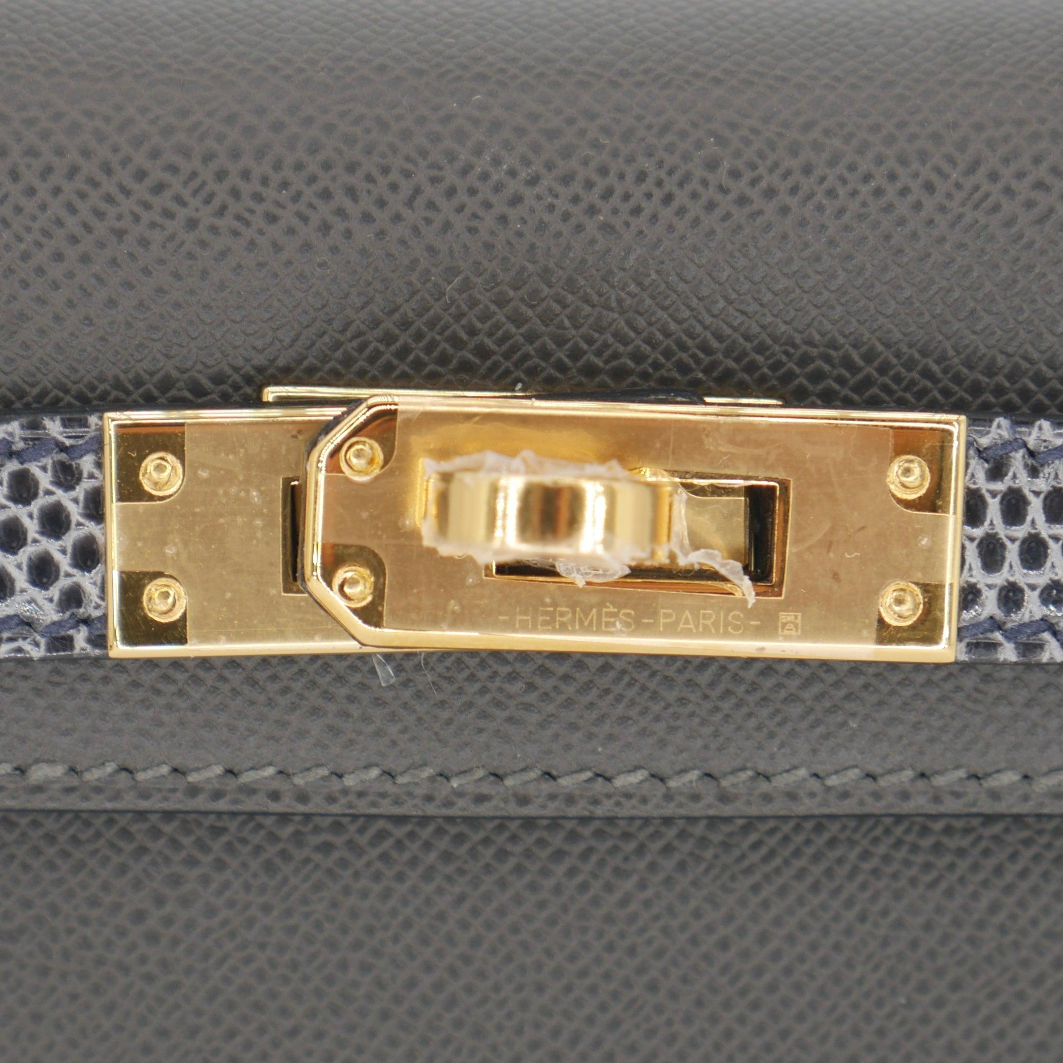  Hermès Kelly II Sellier Mini Touch Graphite/Ardoise Madame/Lizard Gold Hardware For Sale 1