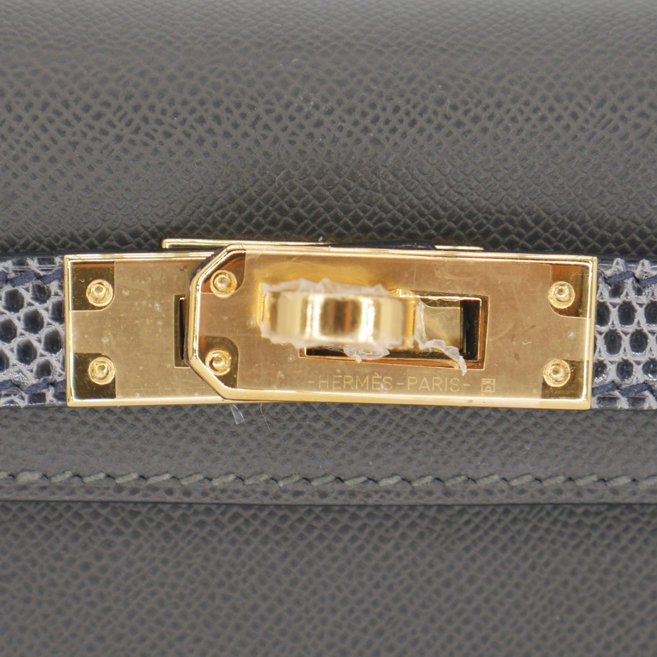 Hermès Kelly II Sellier Mini Touch Graphit/Ardoise Madame/Eidechse Gold Hardware Damen