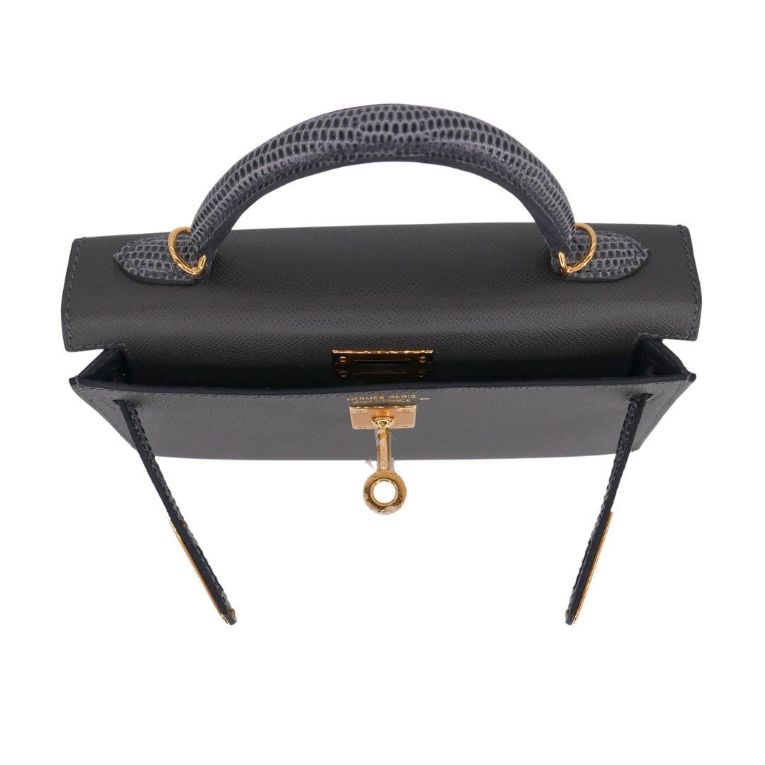 Hermès Kelly II Sellier Mini Touch Graphit/Ardoise Madame/Eidechse Gold Hardware 2